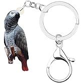 DUOWEI African Grey Parrot Keychain Acrylic Cute Bird Keyring Wallet Decoration for Women Girl Charm Gift