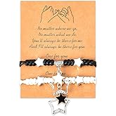 MXXGMYJ Matching Bracelets for Couples Best Friend Long Distance Friendship Gifts for Him Her Promise Bracelet for BF GF Adjustable Star Bracelet for Friends Men Women (2Pcs)