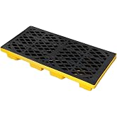 Modular 2 Drum Spill Pallet, 48x24x4 Inch, 2000 lbs Capacity, Heavy-Duty Forkliftable Containment Tray for Industrial Oil &amp; Chemical