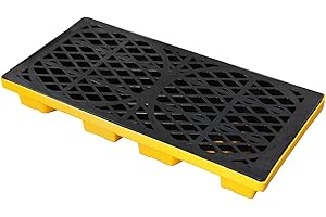CJGYZ Modular 2 Drum Spill Pallet, 48x24x4 Inch, 2000 lbs Capacity, Heavy-Duty Forkliftable Containment Tray for Industrial Oil & Chemical