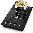 VBGK Double Induction Cooktop, 2300W 110V Portable Induction Cooktop with LED Touch Screen 9 Levels Settings,Electric cooktop with Child Safety Lock & Timer 2 burner