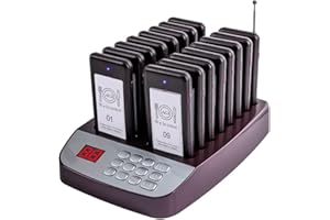 AGJ Restaurant Pager System 16 Pagers Beeper Buzzer Wireless Guest Customer Queue Pagers for Food Truck Church Nursery Clinic Coffee Shop with Buzzer Vibration Flash