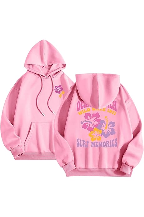 Palm Puff Hoodie CILENON Sweatshirts For Teen Girls Long Sleeve