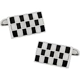 Cuff-Daddy Versatile Enamel Black &amp; White Rectangular Cufflinks with Presentation Box