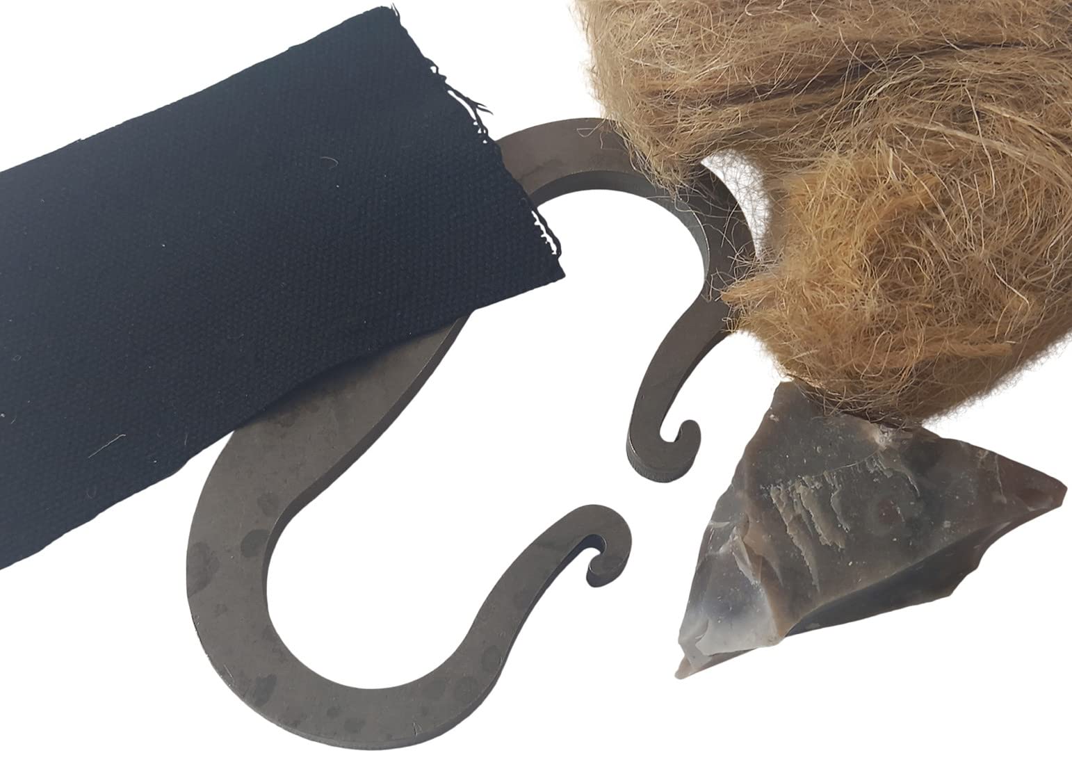 Carbon Steel plus natural English flint Striker Traditional Fire Spark Kit in Drawstring Bag Made in the UK (Traditional Flint and Steel Kit)