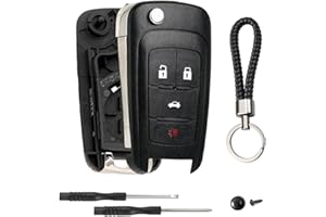 JJCHQ 4 Button Key Fob Keyless Entry Remote Shell Case Replacement for Chevy Cruze Equinox Camaro Impala Malibu Sonic Buick Regal Verano Encore Lacrosse GMC Terrain 2010 2011 2012 2013 2014 2015 2016-2021