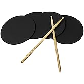 XCEL 4 Drum Practice Pads + 2 Drum Sticks - Portable Drumming Pads Lighweight Drummer Practice Pads