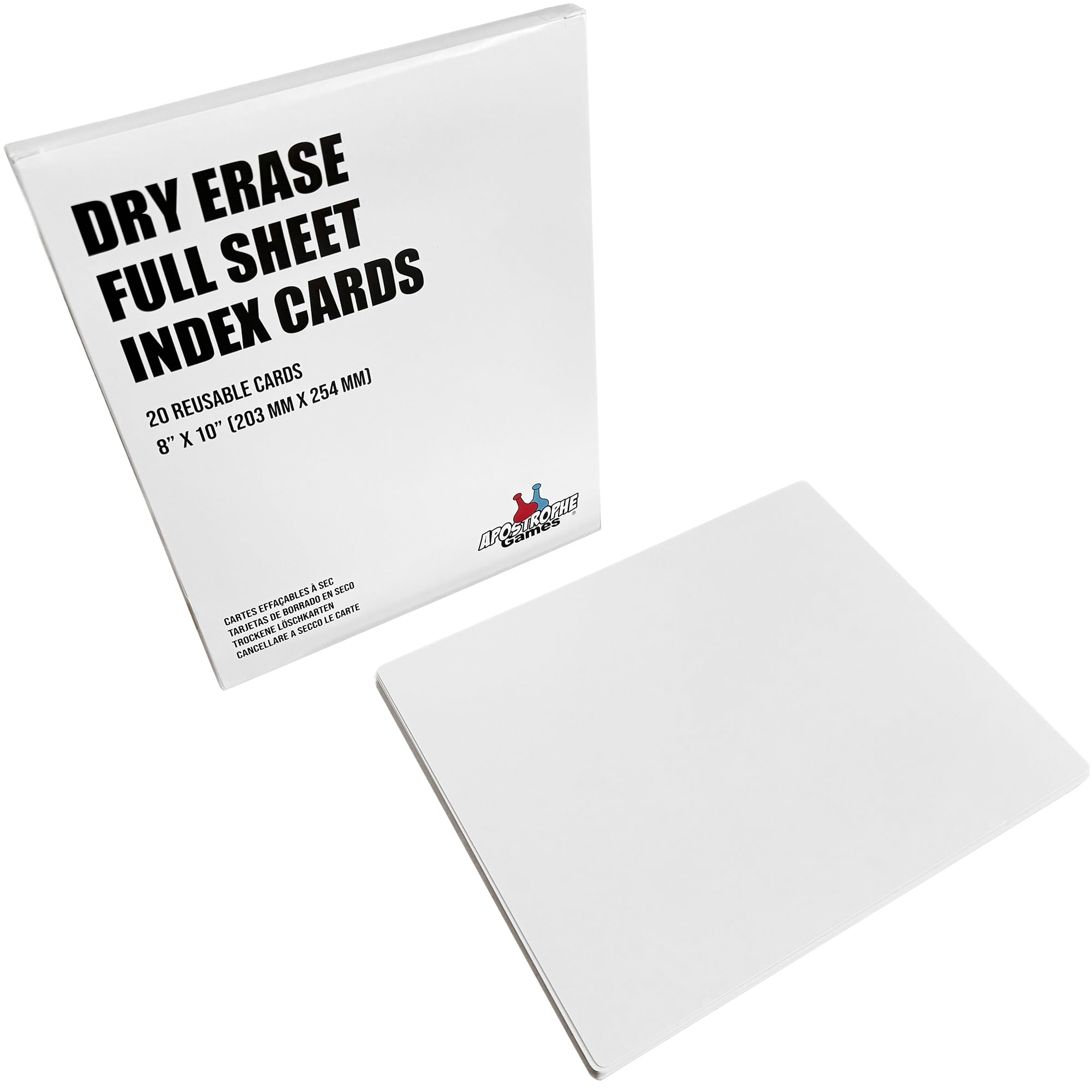 Dry Erase Giant Index Cards - Reusable Record Cards 10" x 8" - 20 Cards and Box, Environmentally Friendly Flash Cards, Sketch Sheets