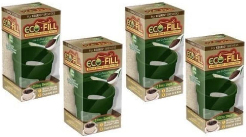 Perfect Pod ECO-Fill Reusable K-Cup Mesh Pod Coffee Filter, 4-Pack, Green | Compatible with Keurig 1.0 Single Cup Coffee Makers