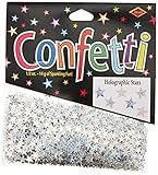 Beistle CN054 Silver Holographic Stars Confetti, 1/2-Ounce