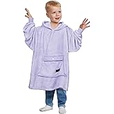 Catalonia Oversized Blanket Hoodie for Kids, Wearable Fleece Sweatshirt Pullover with Large Front Pocket, 4-12 Years Boy Girl