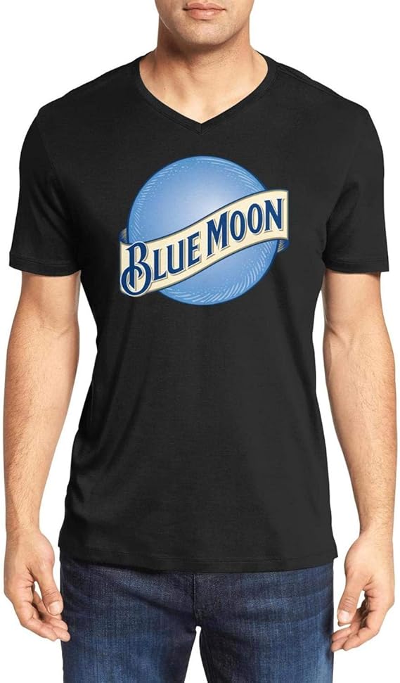 Men's BlueMoonBeerLogo T Shirts Cotton Vintage Short