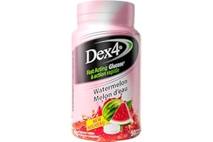 Dex4 Glucose Tablets – Watermelon Flavour – 50 Tablets per Bottle – Fast-Acting, Pre-Measured Glucose Tabs – Fat-Free, Gluten