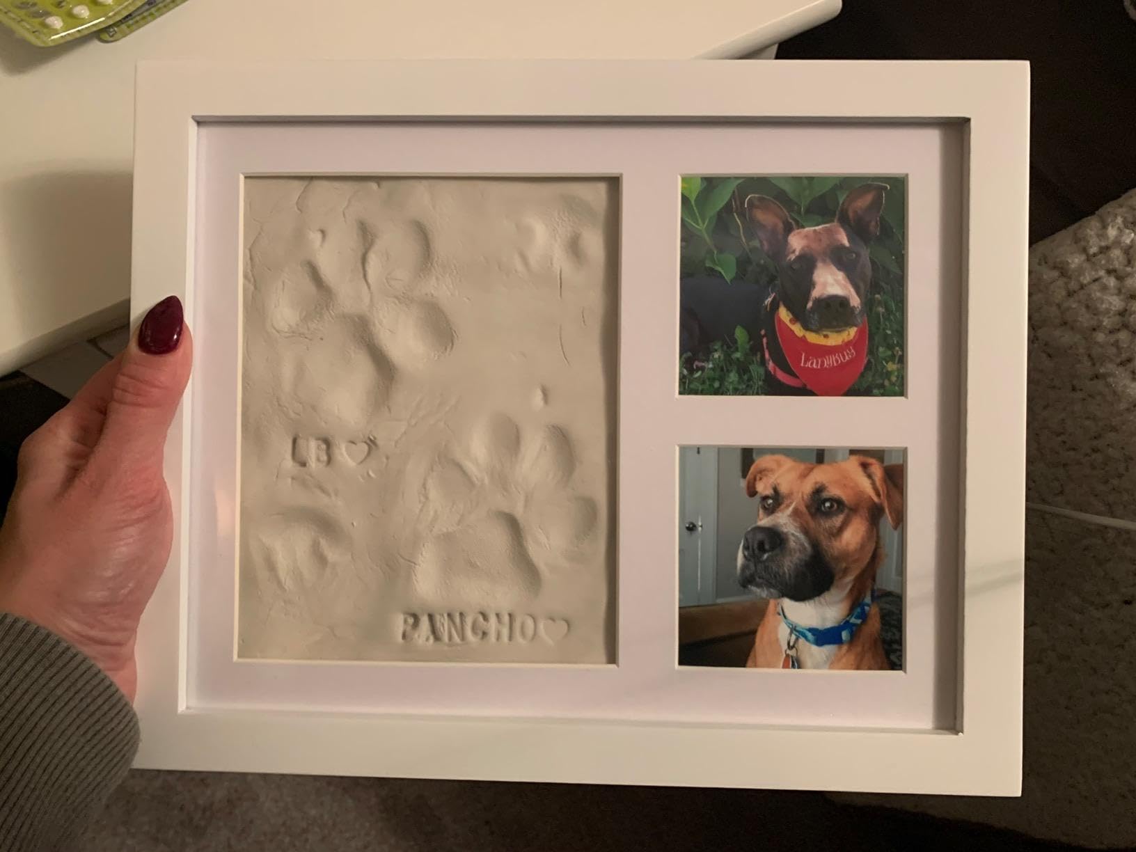Paw Print Kit, Footprint Handprint kit, DIY Paw Print Frame Kit - Safe, Non-Toxic Ink & Clay for 3D Cat & Dog Pawprint Keepsake, Personalized Memorial & Holiday Gift, No-Mess Photo Display Frame