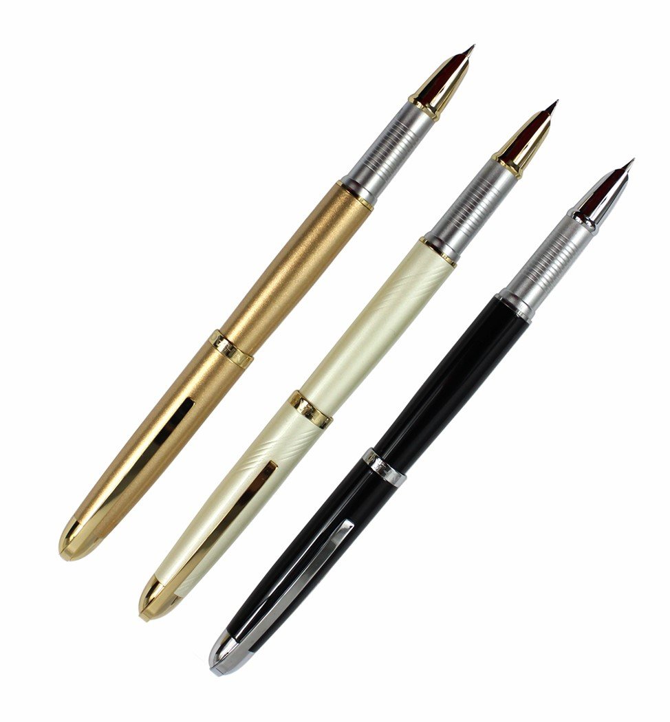 4 pcs in Gullor 250 fountain pen in 4 colours with original pen pouch and 5 colours ink cartridge set 3 color(A) + ink