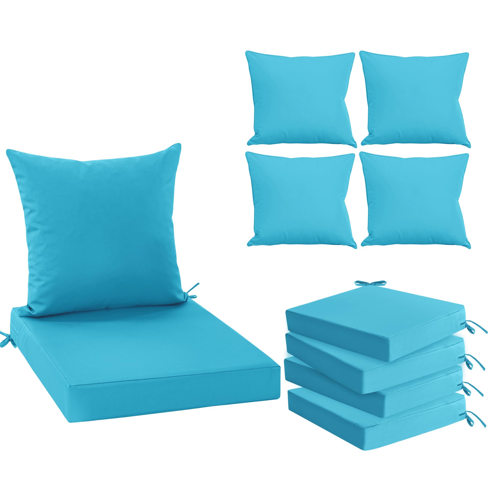 Photo 1 of ***********MISSING 1******************
Summsun Outdoor Chair Cushions Set of 4, Waterproof Backrest and Seat Cushion Set for Patio Furniture, Outdoor Replacement Cushions with Removable Cover, 19 x 19 Inch, Teal