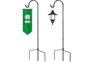 GOFORWILD Shepherd Hooks 2 Pack Adjustable, 49 inches Tall, Premium Metal Garden Hook for Outdoor, Hanging Plant, Solar Lights, Lanterns, Bird Feeders, and Wedding Decor, 7013