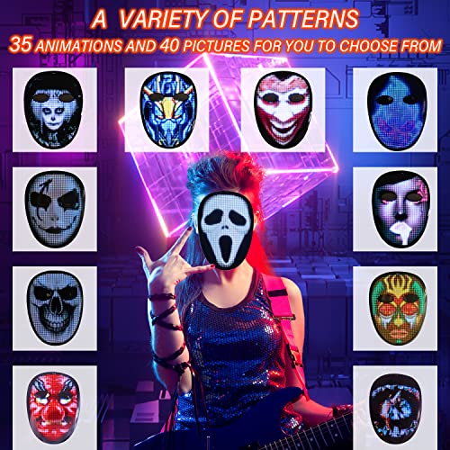 MOYACA LED Mask with Rechargeable Bluetooth Compatible App Controlled