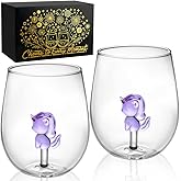 Hand-Blown 3D Purple Mini Horse Stemless Wine Glasses Set of 2, 14oz Unique Gifts for Women - Valentines Day, Wedding Gifts for Girlfriend, Wife, Husband Lover for Birthday Party