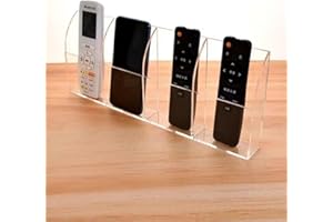 WEIHAOSKY Remote Control Holder, Clear Tv Remote Holder Wall Mount with Bottom Charging Hole, Phone Upright Charging Acrylic Wall Organizer, Wall Phone Holder Storage Box (4 compartments)