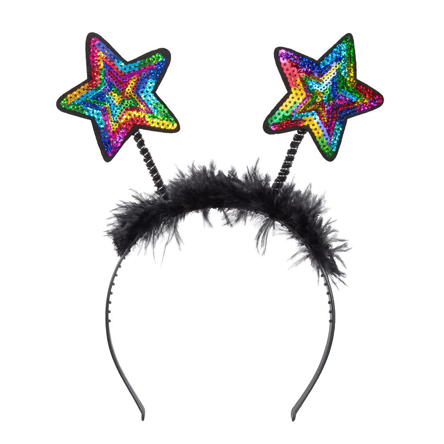 Boland - Star tiara with sequins, headband with feathers, headpiece, costume, carnival, theme party, New Year's Eve