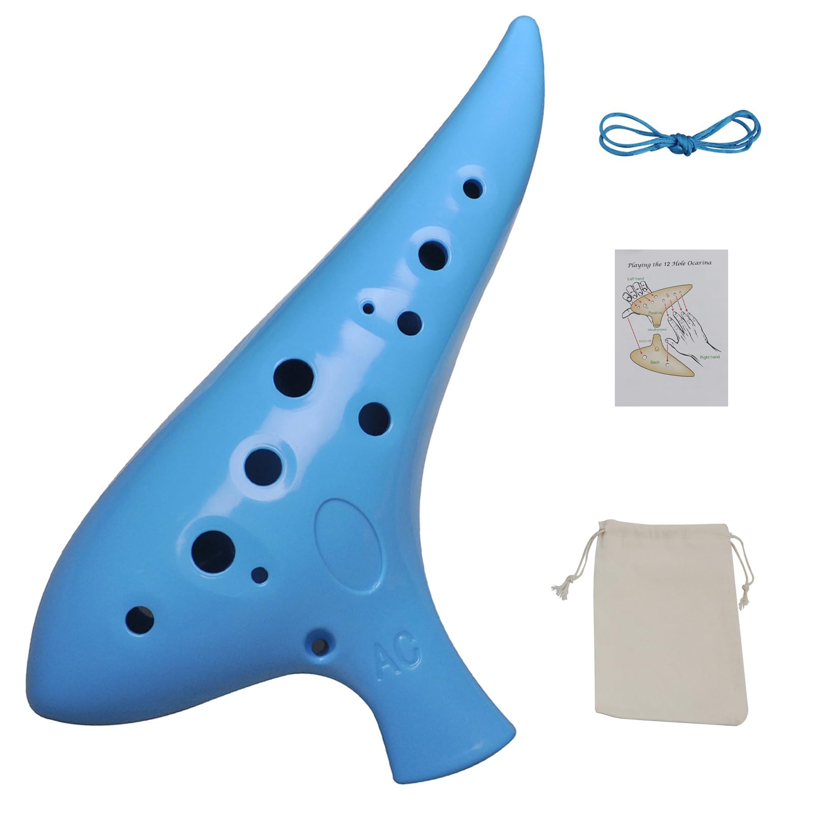 rayzm 12-Hole Alto C Ocarina, 13-Note C Major, Durable ABS Plastic Ocarina Wind Musical Instrument with Carry Bag for Beginners