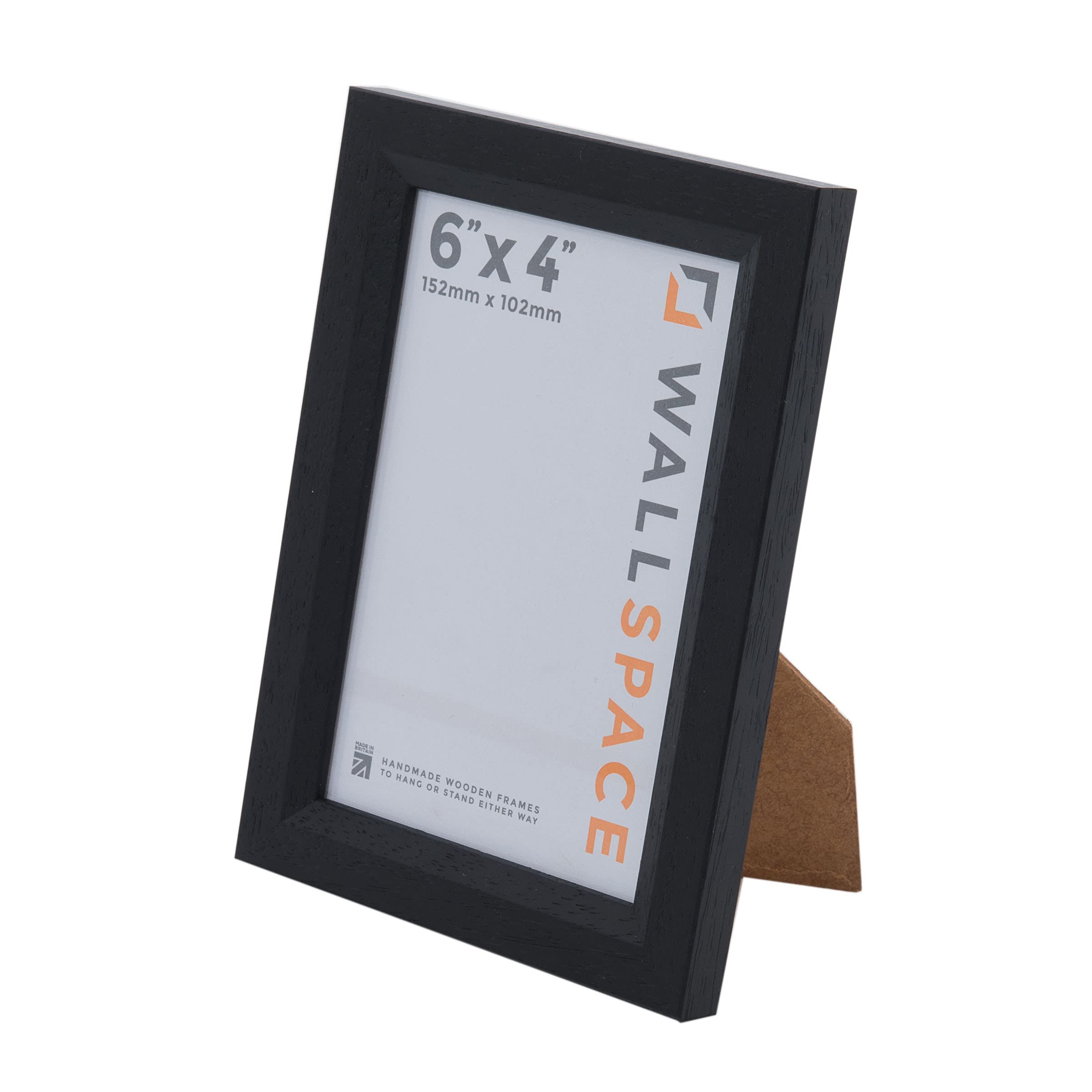 Wall Space Bevelled 6x4 Black Picture Frame | Black 4x6 Photo Frame | 6 x 4 inch | 152x102mm | 15.2x10.2cm | Solid Wood Wooden with Real Glass | Handmade in UK — image 1