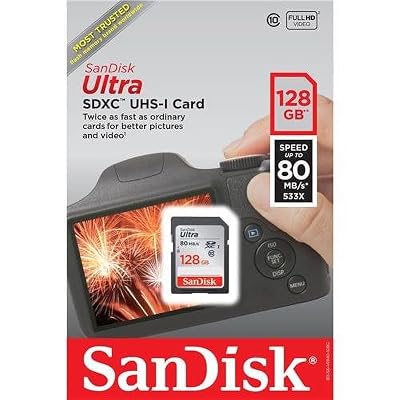 SanDisk 128GB Ultra SDXC UHS-I Memory Card - 120MB/s, C10, U1, Full HD, SD Card - SDSDUN4-128G-GN6IN [Older Version]