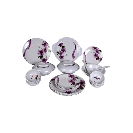 Eagleware Melamine Dinner Set Pack of 32, 33 Oz Weight (Multi-Colour)