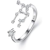 BriLove 925 Sterling Silver CZ Statement Ring Horoscope Zodiac 12 Constellation Astrology Adjustable Rings for Mom Women Mothers Day/Valentines Day/Birthday/Christmas/Anniversary