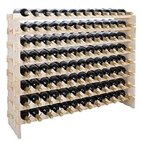 Smartxchoices 96 Bottle Modular Wine Rack, Stackable Wine Storage Rack Free Standing Floor Wine Holder Display Shelves, Solid Wood - Wobble-Free (96 Bottles)