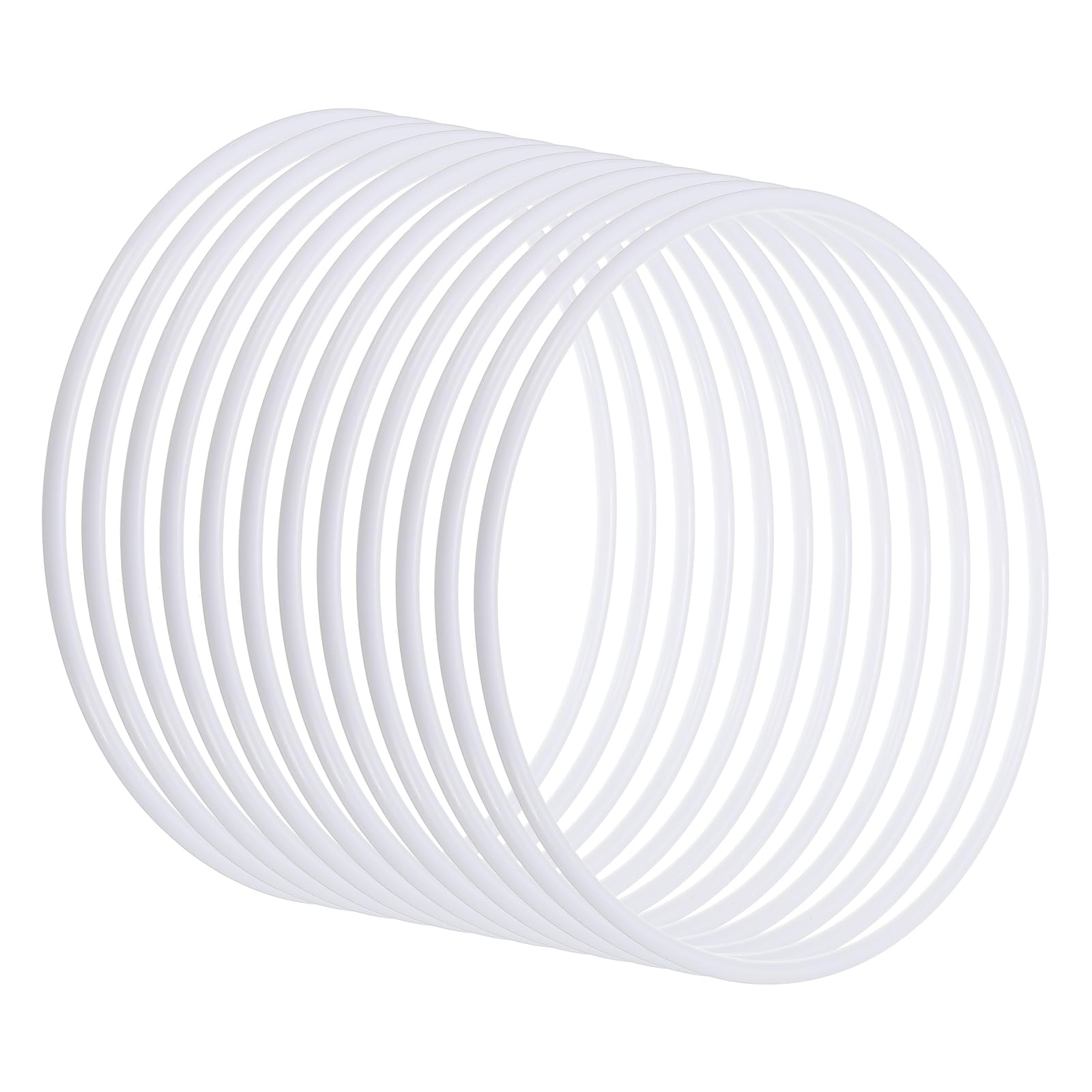 PATIKIL 10 Inch Dream Catcher Rings, 12 Pcs Plastic Macrame Wreath Floral Round Ring Hoop for Home Car DIY Craft Wedding Wall Hanging Decorations, White