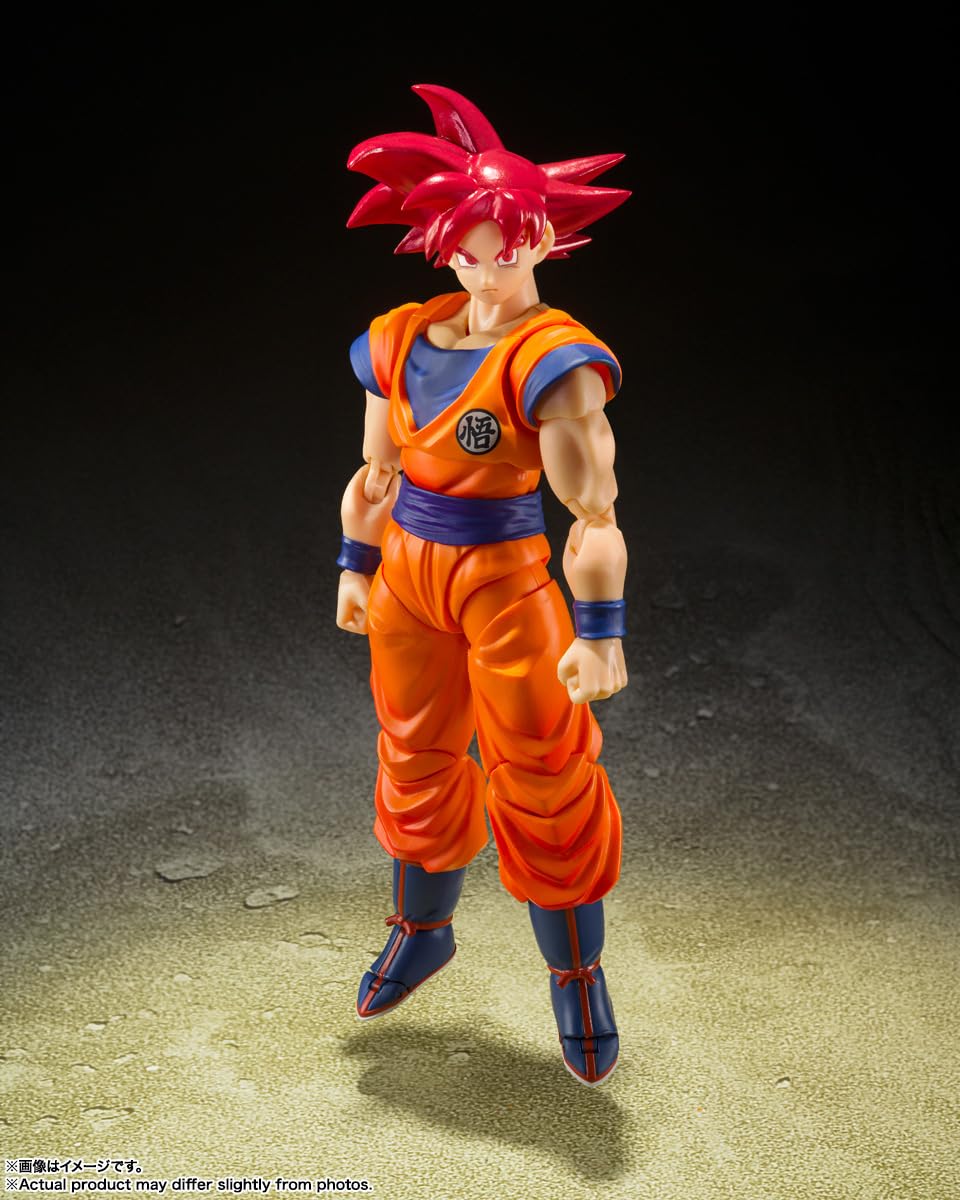 Figurine Dragon Ball Super - Super Saiyan God Son Goku - S.H.Figuarts Bandai Spirits - Aura Colorée - 3 Têtes & 4 Paires De Mains