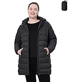 HHE Plus Size Women Packable Puffer Jacket 1X-6X Water-Resistant Lightweight Puffer Coat Detachable Hood