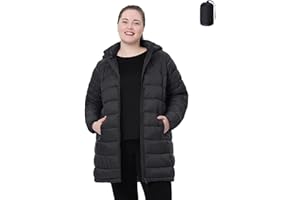 HHE Plus Size Women Packable Puffer Jacket 1X-6X Water-Resistant Lightweight Coat Detachable Hood(Exclusively for Plus Size)