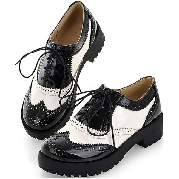 Amazon.com | MIOKE Women's Two Tone Flat Oxfords Shoes Lace