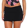 EG CHRIS G Women's Black Mini Skirt Mid-Waist Elastic Bodycon Short Y2k Mini Skirts