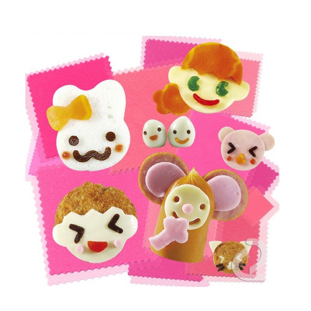 OHF 3 in 1 Bento Accessories Various Emotion Expression Rice Mold Onigiri Shaper and Dry Roasted Seaweed Cutter Set