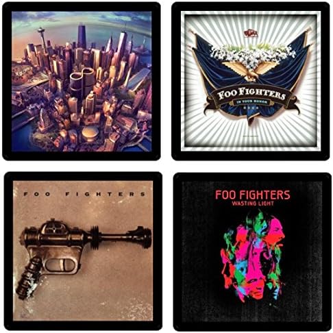 Foo Fighters Coaster Gift Collection #1 - (4) Different Album Covers Reproduced Onto Absorbent, Soft, Drink Coasters