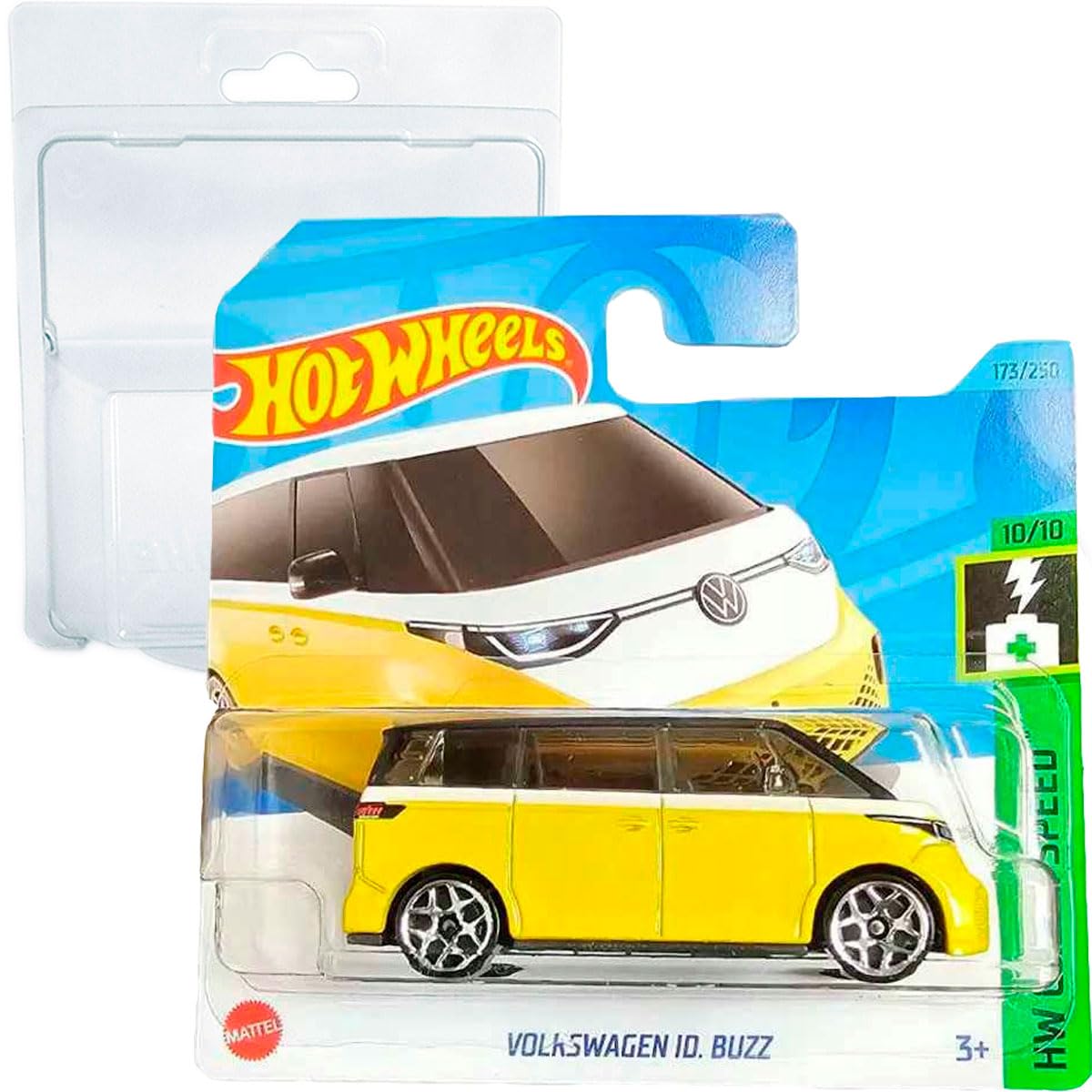 Hot Wheels VW ID Buzz HW Green Speed 10/10 (173/250) HKG51 Short Card Mattel 2023 + Blister & Card Protector Pack