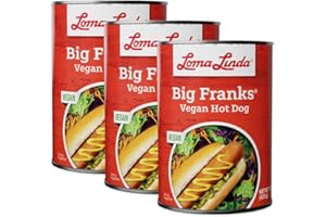 Vegan Hot Dogs Plant Based - Loma Linda Big Franks Meatless Sausages, High Protein Meat Alternative, Vegetarian Frankfurters, Non-GMO, Ready to Eat, 15 oz Cans (Pack of 3)