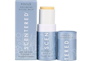 Scentered Focus Aromatherapy Balm Stick - Supports Concentration, Alertness & Clarity - Rosemary & Mint Blend