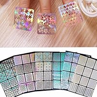 Nail Art Stickers,Putars New 6 Sheets New Nail Hollow Irregular Grid Stencil Reusable Manicure Stickers