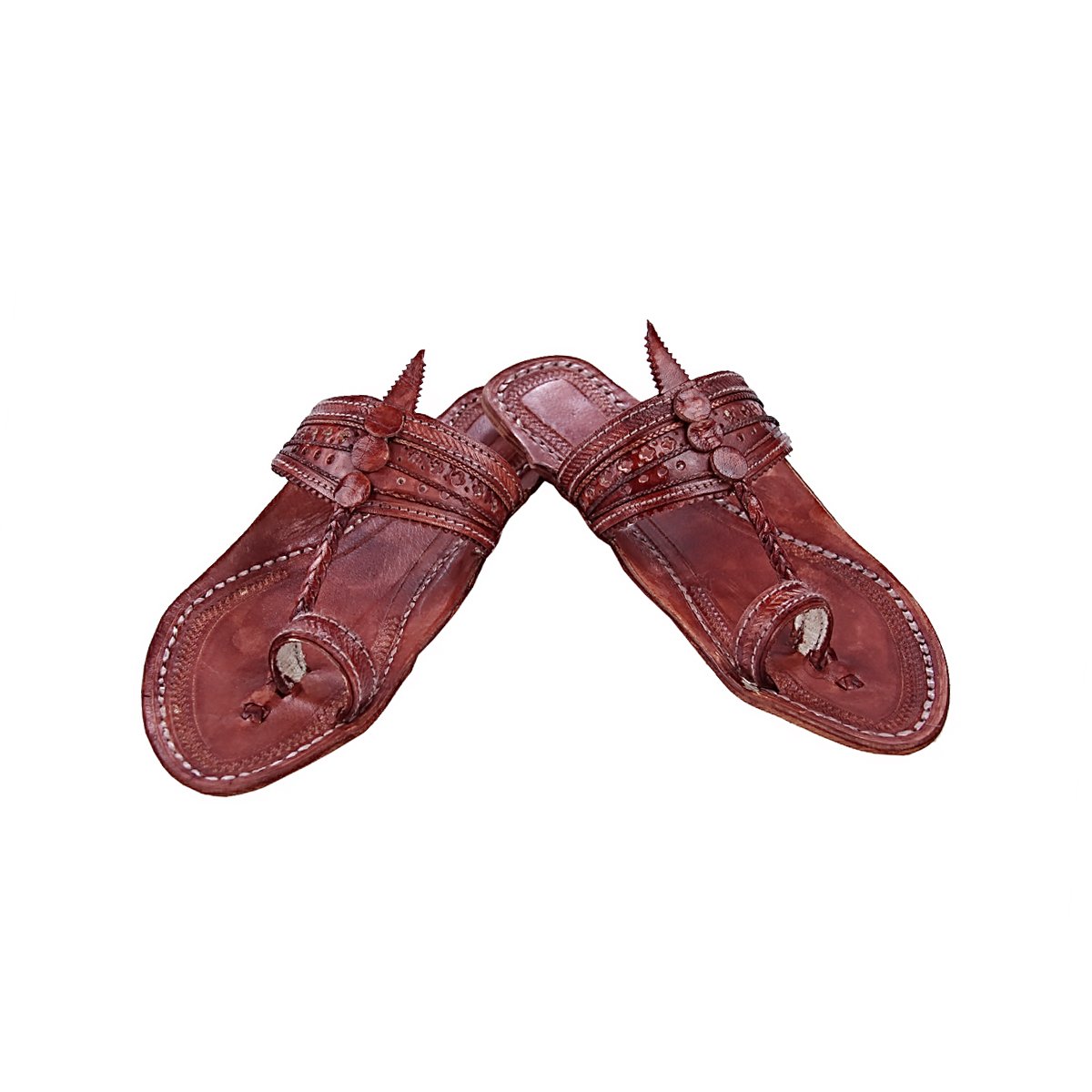beautiful red brown triangular upper ladies kolhapuri chappal krka-w-336
