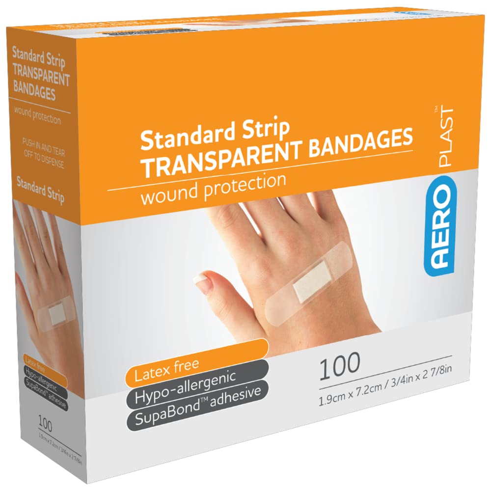 Aeroplast Transparent Plasters, 72mm x 19mm (100 per box)