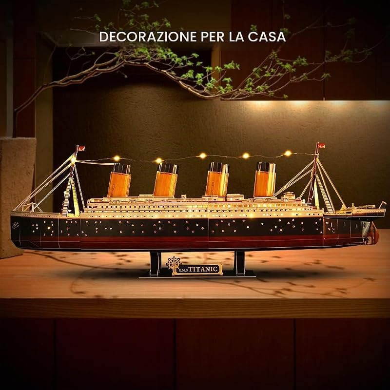Puzzle 3D Titanic LED, Grande Modello Nave 266 Pezzi