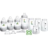 MAM"Grow with Baby" Set Baby Gift Set (19-Piece) 5 oz and 9 oz Anti-Colic Baby Bottles 0-4 Month Comfort Pacifier Unisex Whit