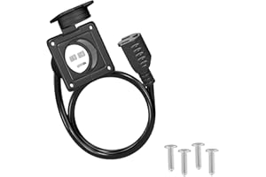 RVGUARD 15 Amp 125V AC Power Inlet Port Plug with Integrated 24" Extension Cord, NEMA 5-15 Flanged Inlet, Compatible with Wat