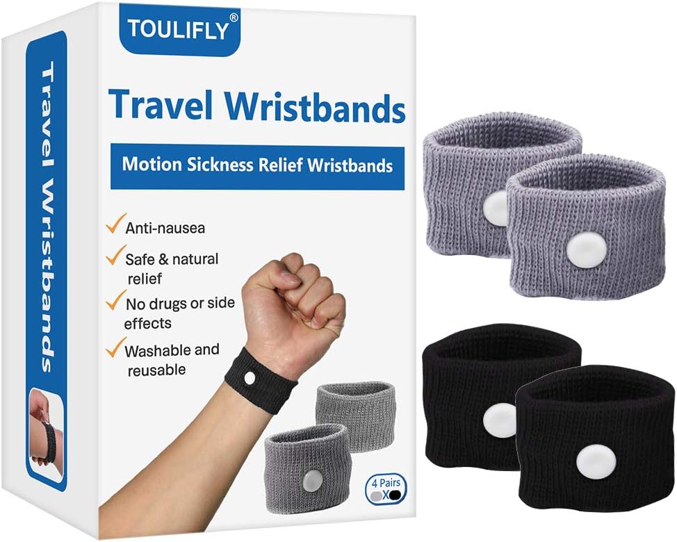 Travel Wristbands,Travel Motion Sickness Relief Wrist Band,Natural Nausea Relief,4-Pair: Health & Personal Care
