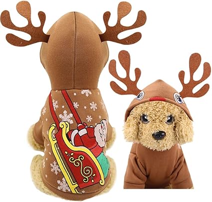 Immagini Renne Natalizie.Costumi Di Renne Natalizie Per Cani Svegli Vestiti Per Cosplay Natalizi Cappotto Caldo Per Animali Cappotto Per Cani Cappotto Con Cappuccio Abbigliamento Per Cani Di Piccola Taglia Cucciolo Chihuahua Amazon It Prodotti Per